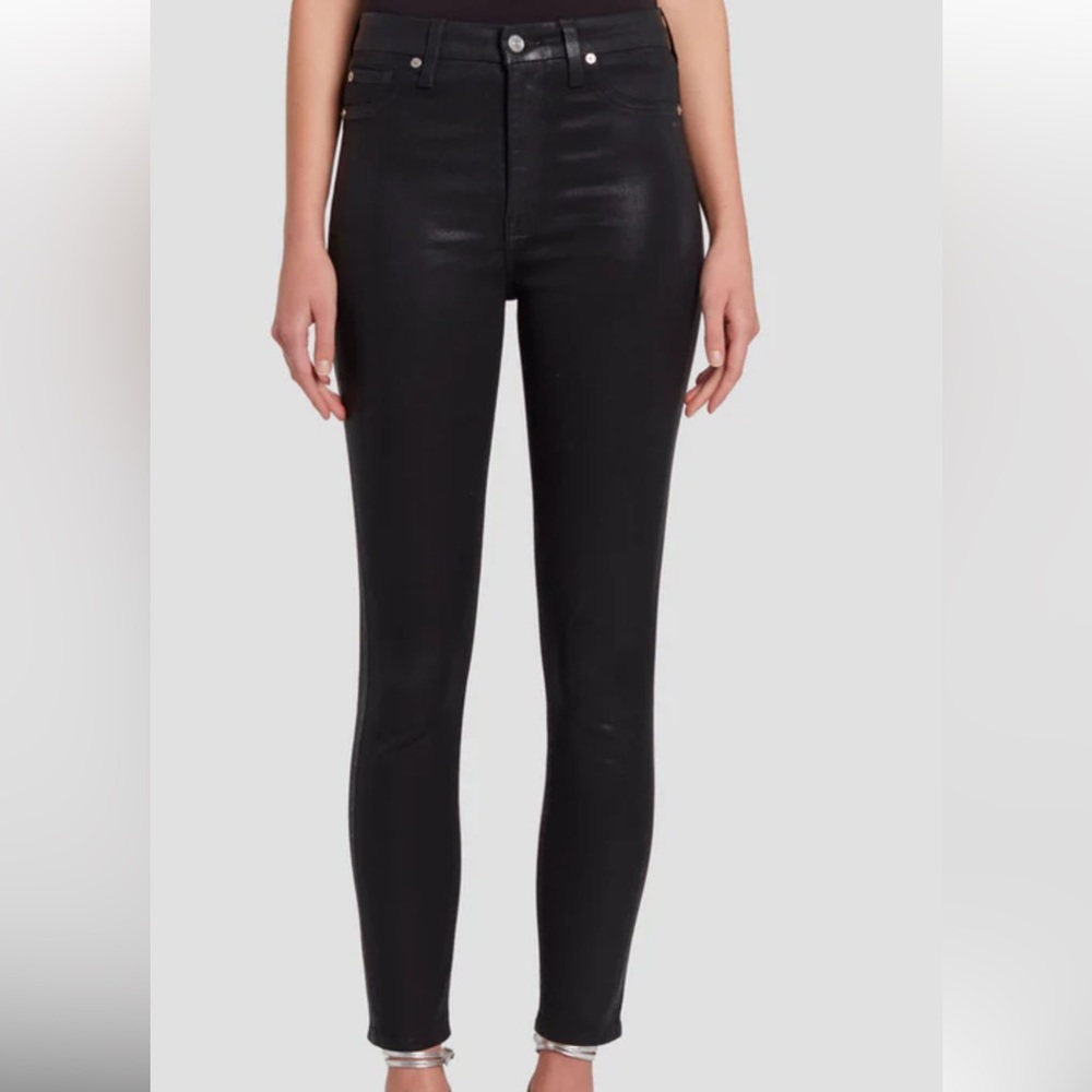 7 For All Mankind B(AIR) HIGH WAIST ANKLE SKINNY IN COATED BLACK